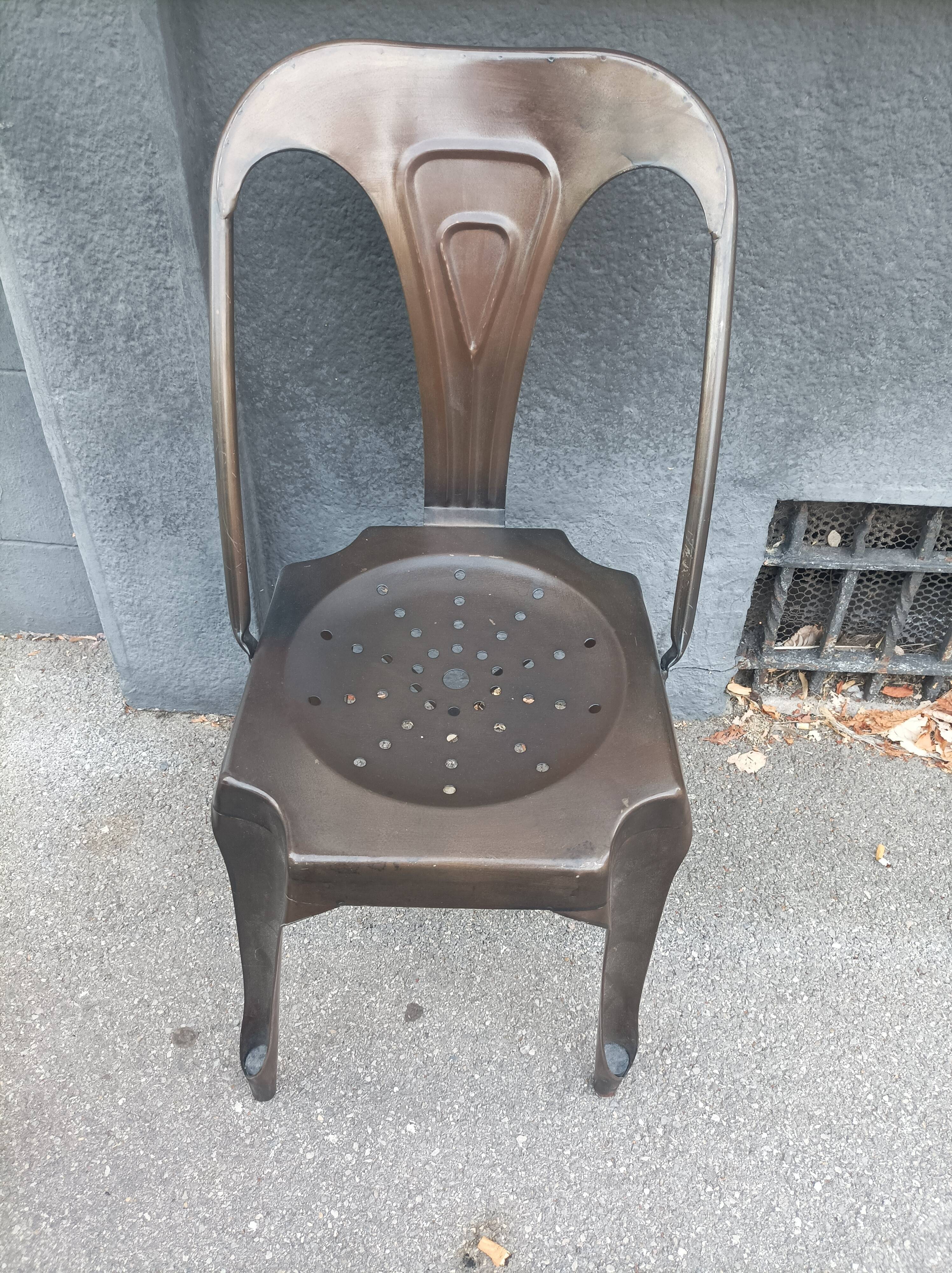 Industrial chair multipl's brushed metal Joseph Mathieu 1930