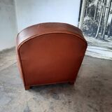 Leather club armchair, art deco