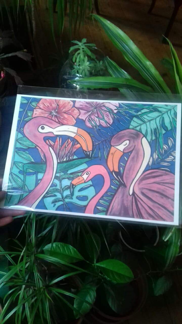 Illustration "flamingo" painting