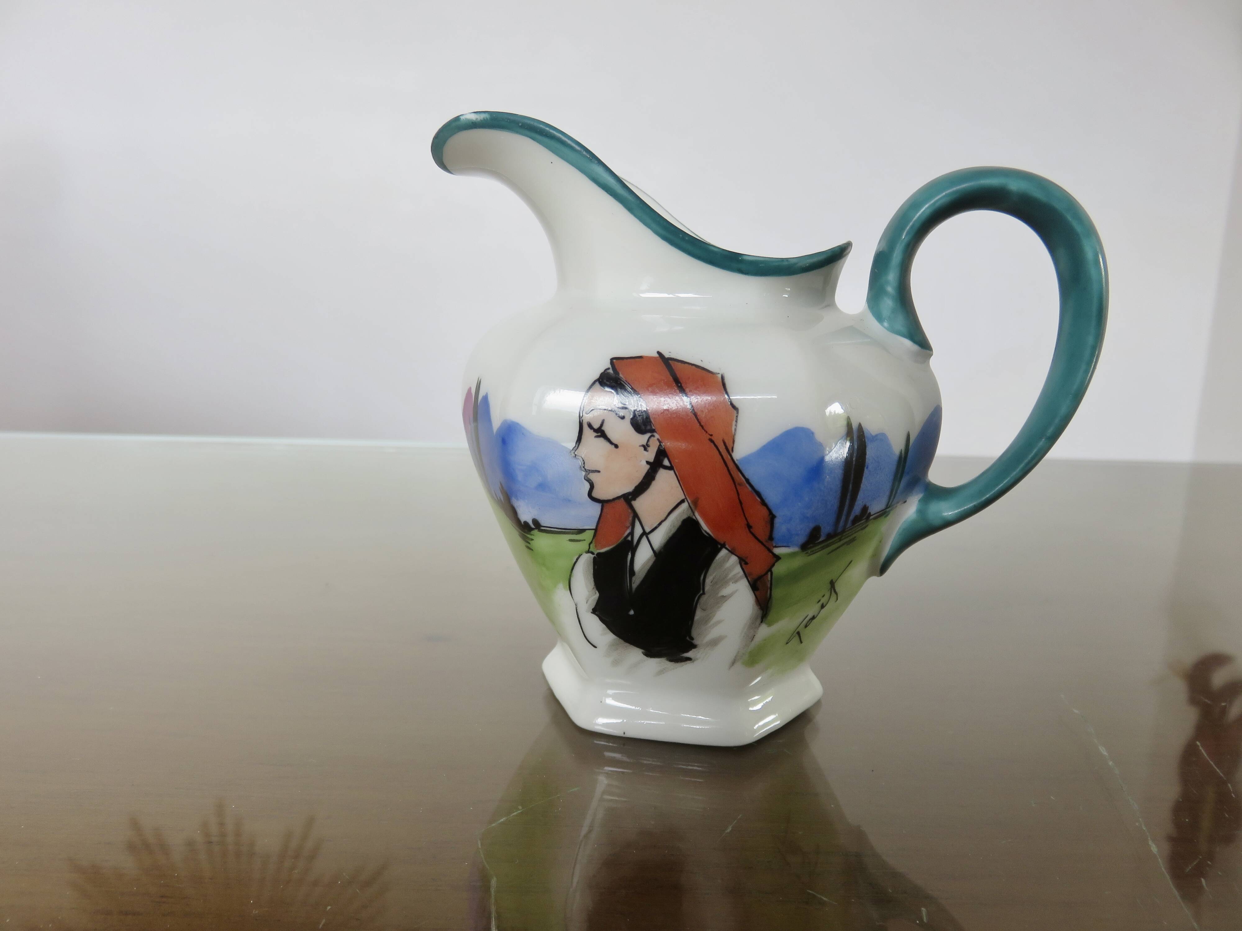 Basque ceramic René Gaïtaud, breakfast duo, 1960