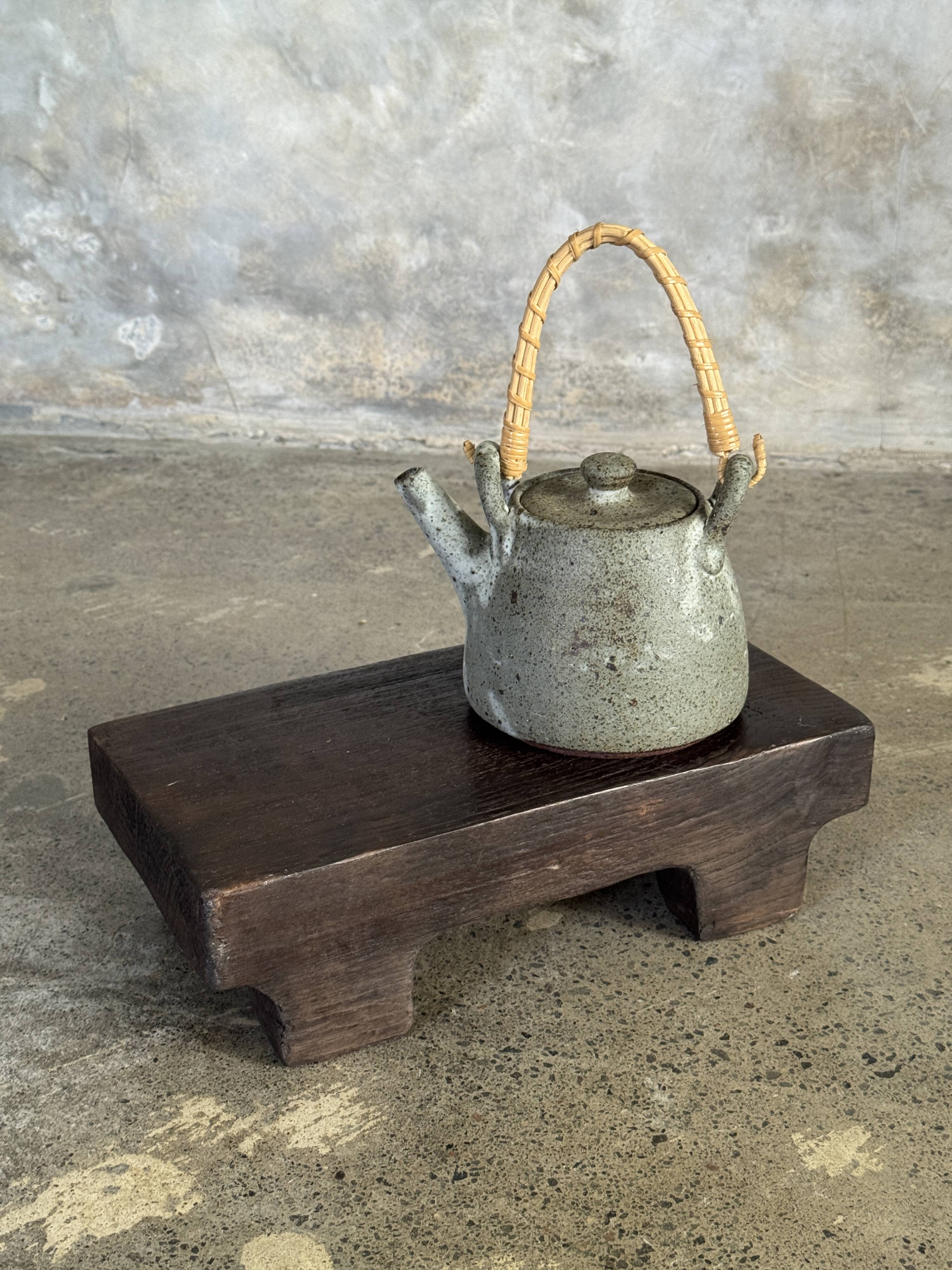 Small stool, black solid teak accent stool wabi-sabi L30 W8.5 H6.