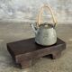 Small stool, black solid teak accent stool wabi-sabi L30 W8.5 H6.