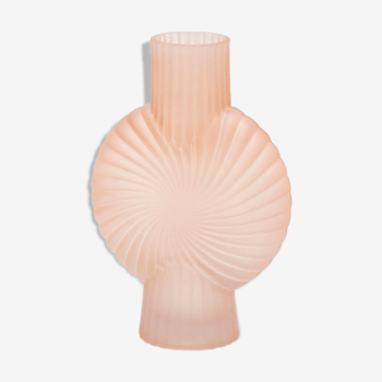 Vase en verre rose poudré mat 32cm