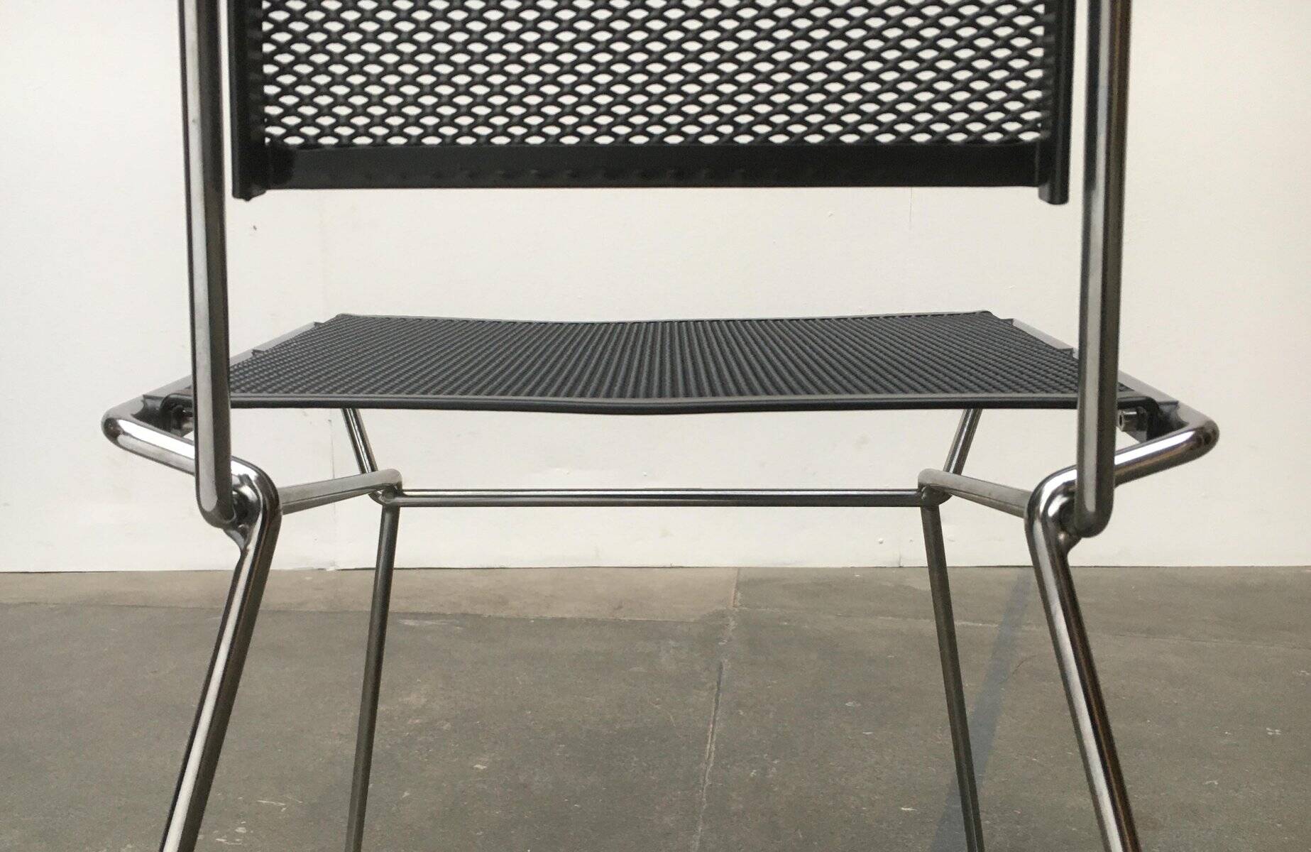 Postmodern vintage metal side chair by Rolf Rahmlow, 1980s