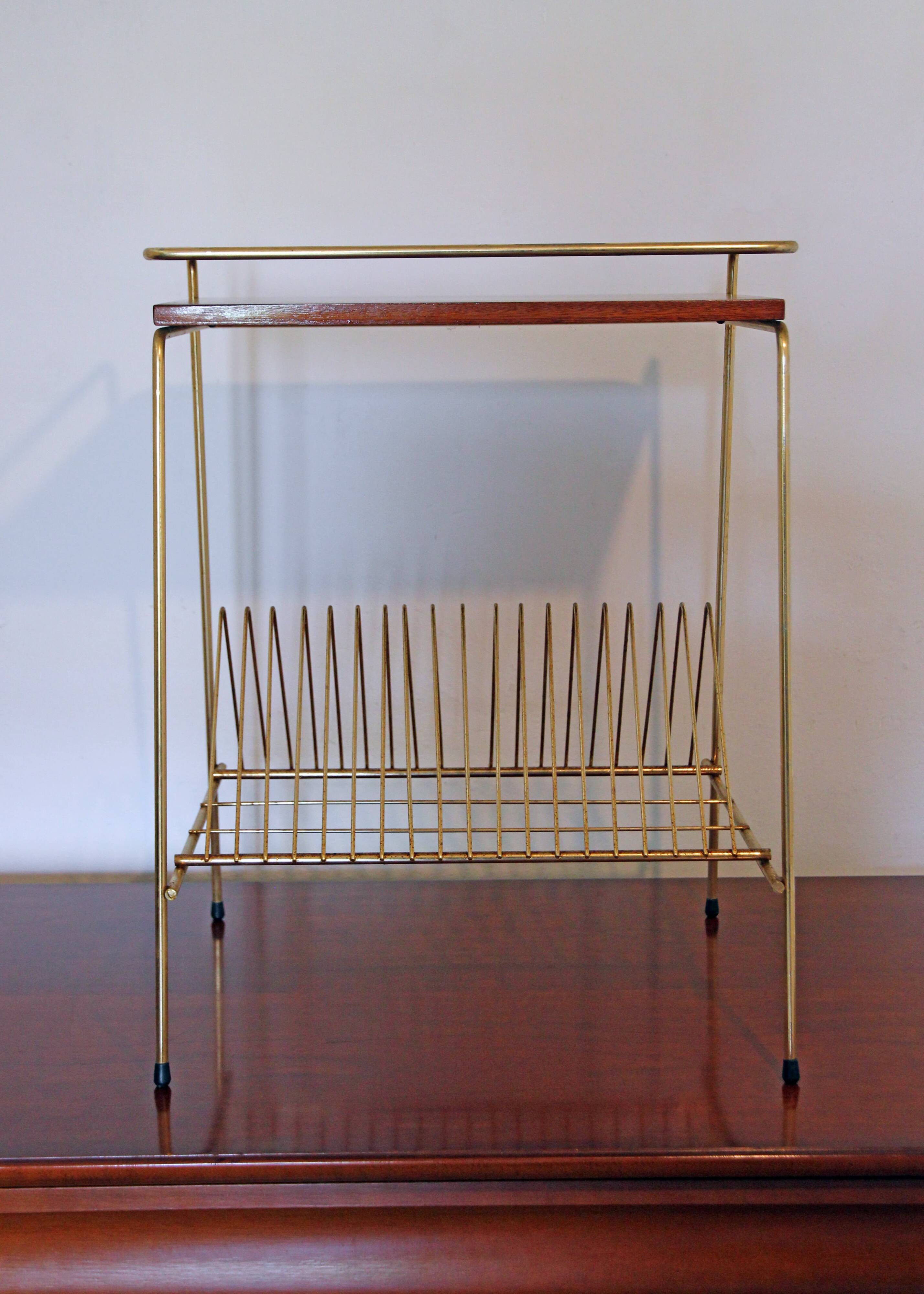 Vintage magazine rack end table, 1960s