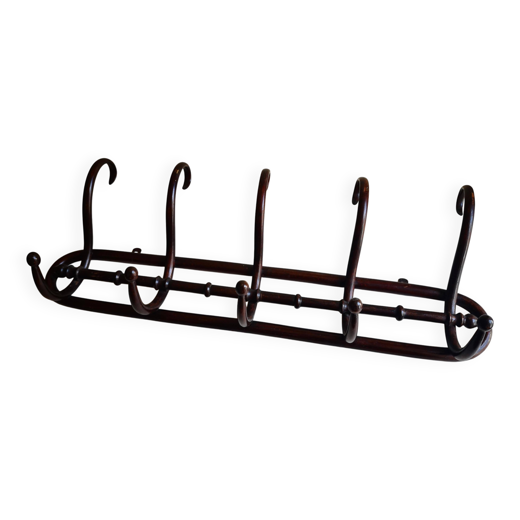 Vintage wooden wall coat rack