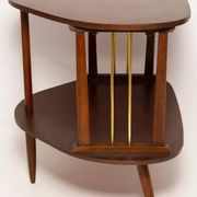 Table d'appoint TV vintage Mid-Century Modern en bois de hêtre, Pologne, années 1960