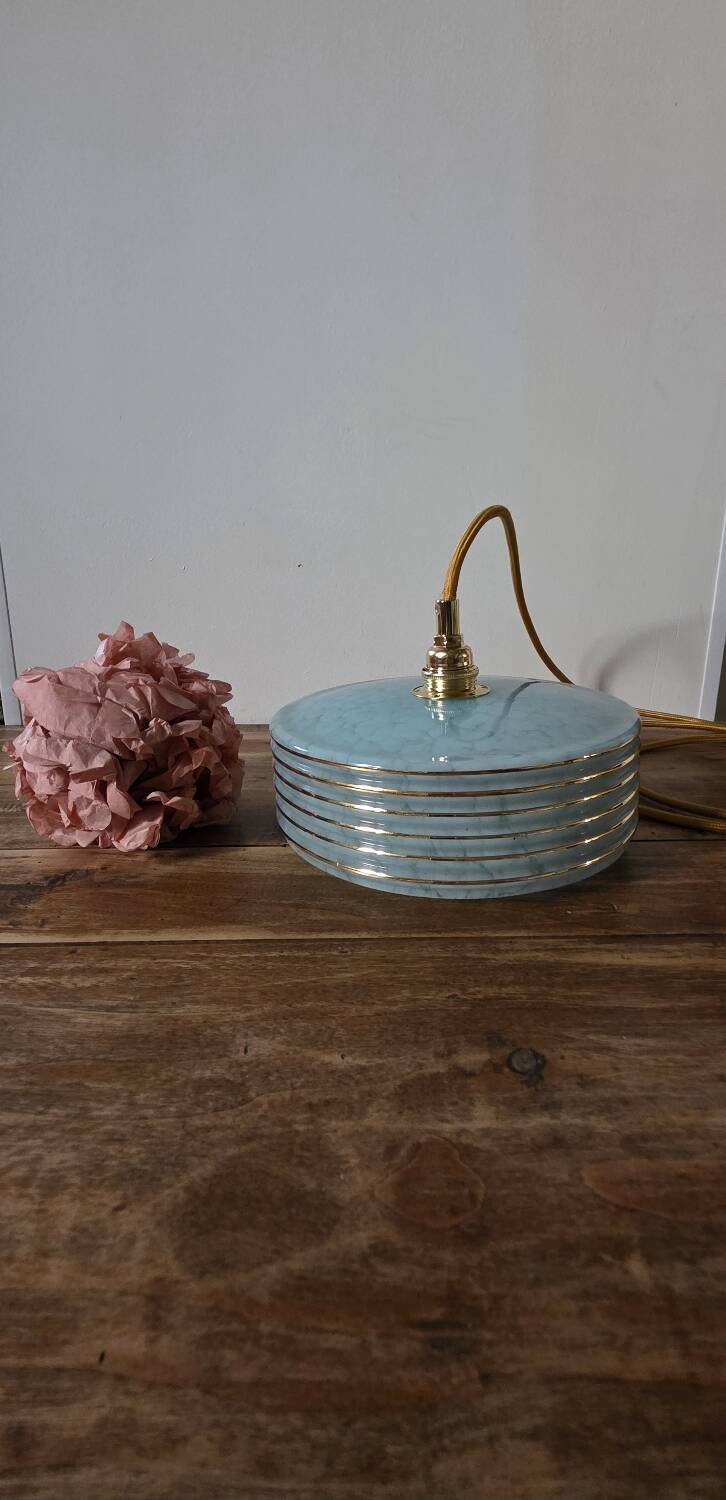 Clichy Glass Blue Portable Pendant Light