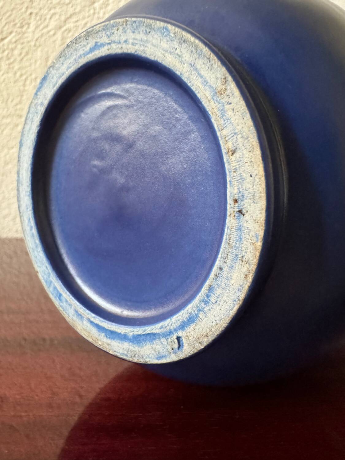 Blue ceramic flowerpot from the 60s