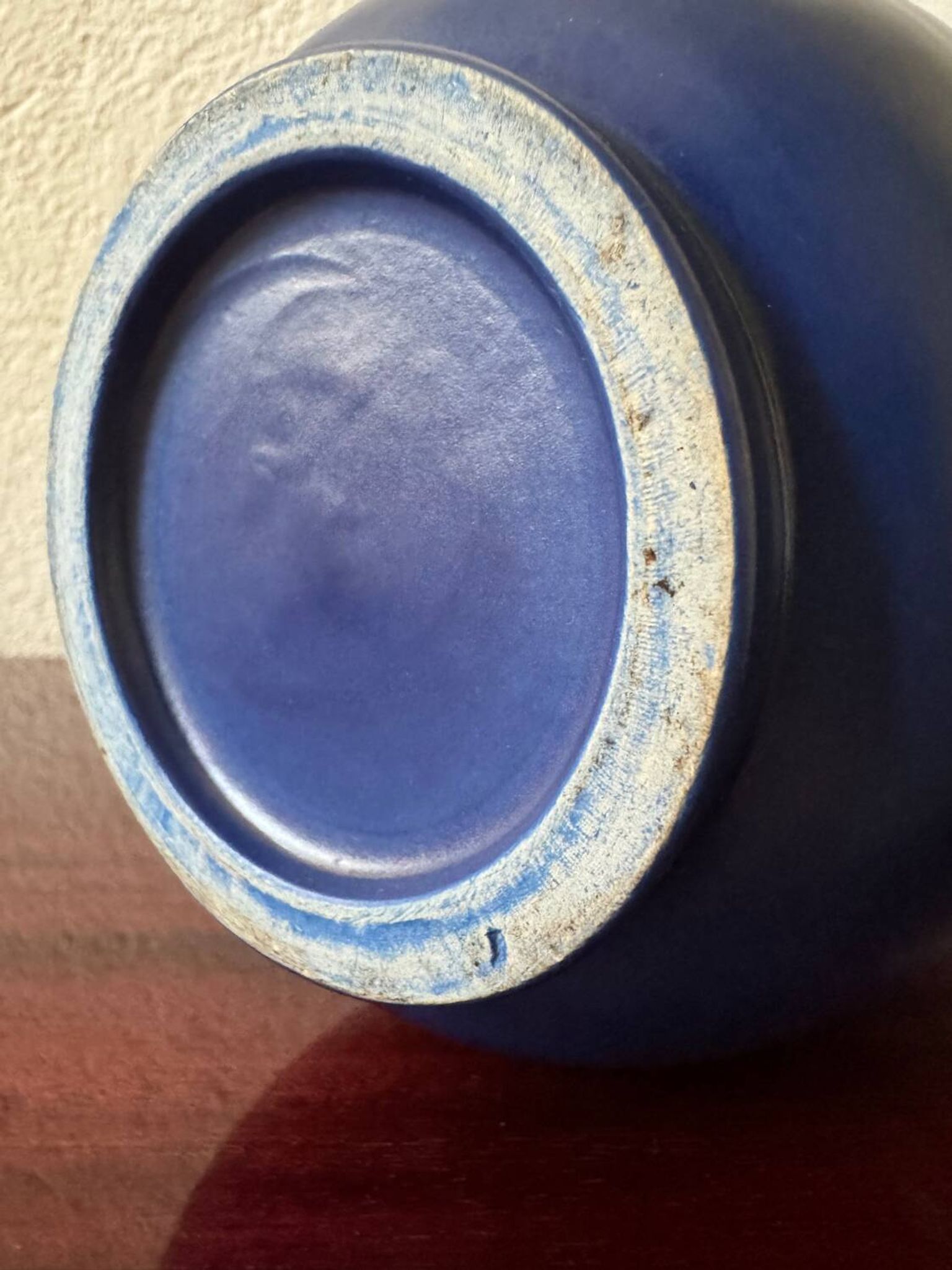 Cache pot céramique bleu années 60