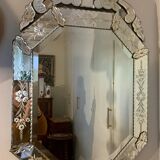 Bevelled venetian mirror with pediment, high 110 cm