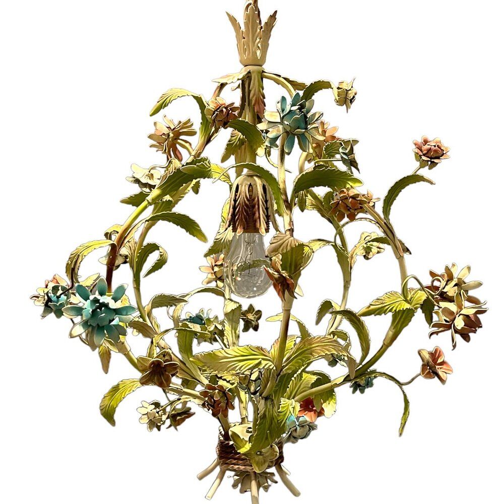 Italian tole flower chandelier, 1960s