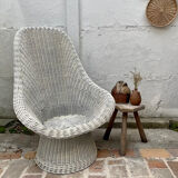 White rattan armchair