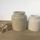 Large beige sandstone mustard pot