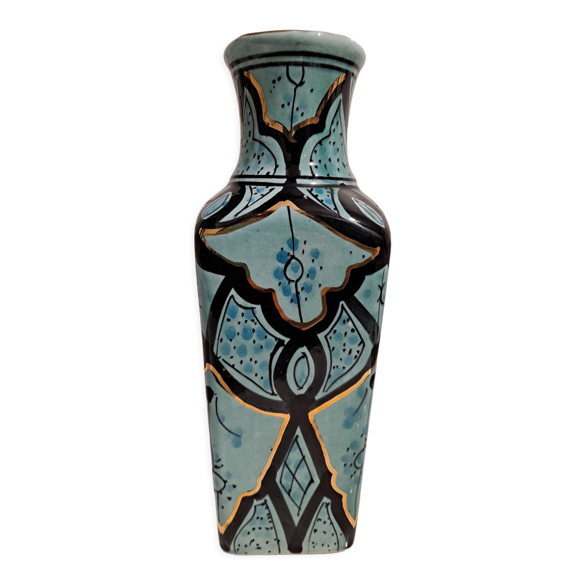 Vase bleu et or Azouz Kharraz Tunisie
