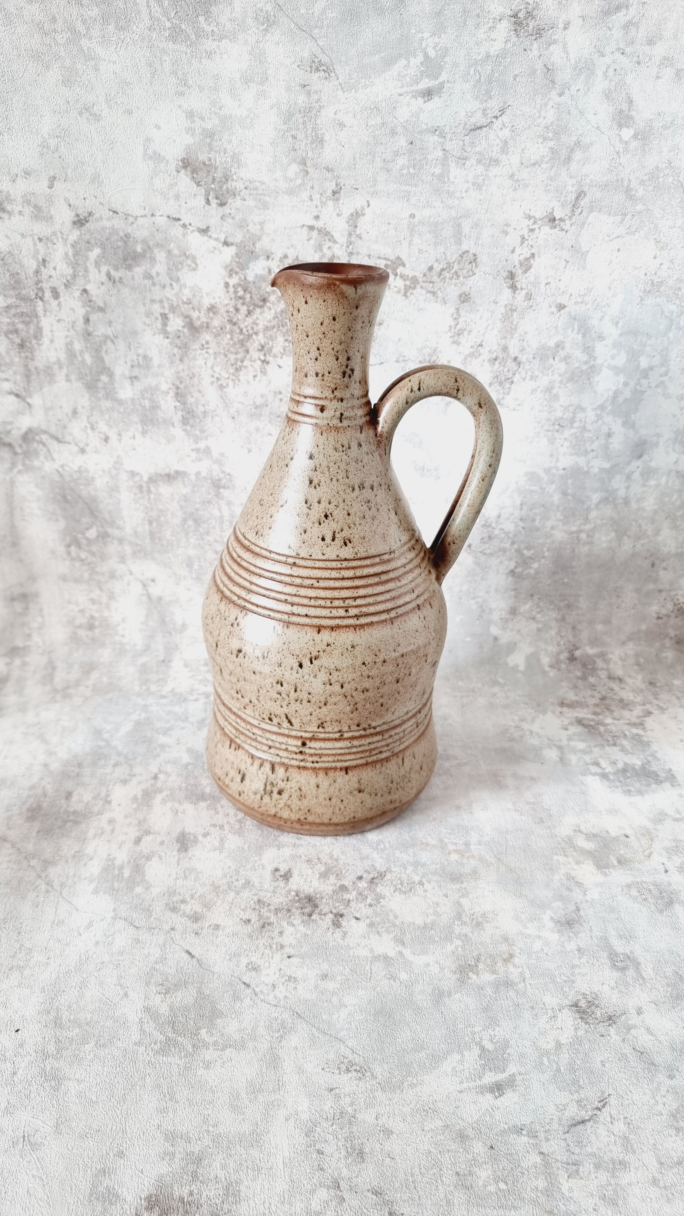 Ceramic pitcher French design and handmade Vallauris 60s