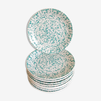 9 turquoise and white blue terrazzo dessert plates