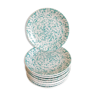 9 turquoise and white blue terrazzo dessert plates