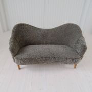 Canapé moderne du milieu du siècle en peau de mouton / shearling modèle 'Samspel' Carl Malmsten, 1956