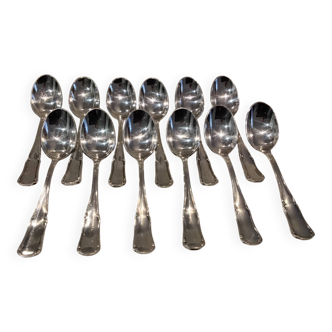 12 silver-plated metal mocha spoons, Ercuis Valencay silversmith, 10cm