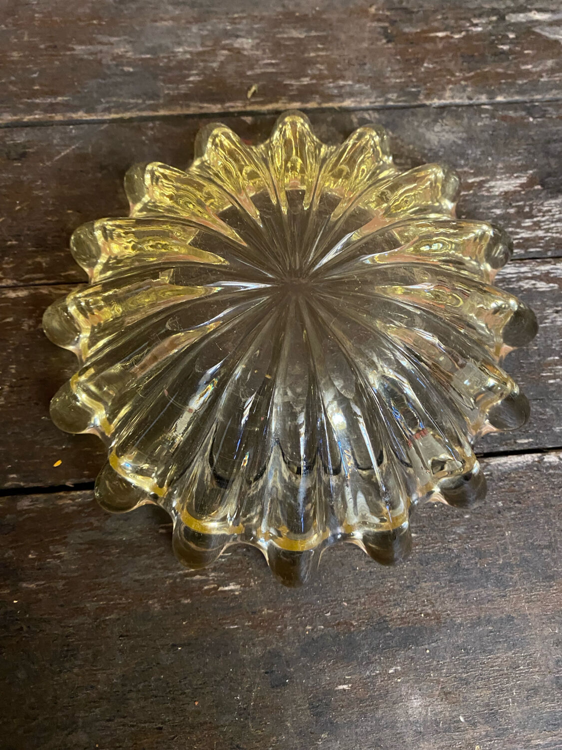 Vintage Murano Yellow Blown Glass Bowl #D527