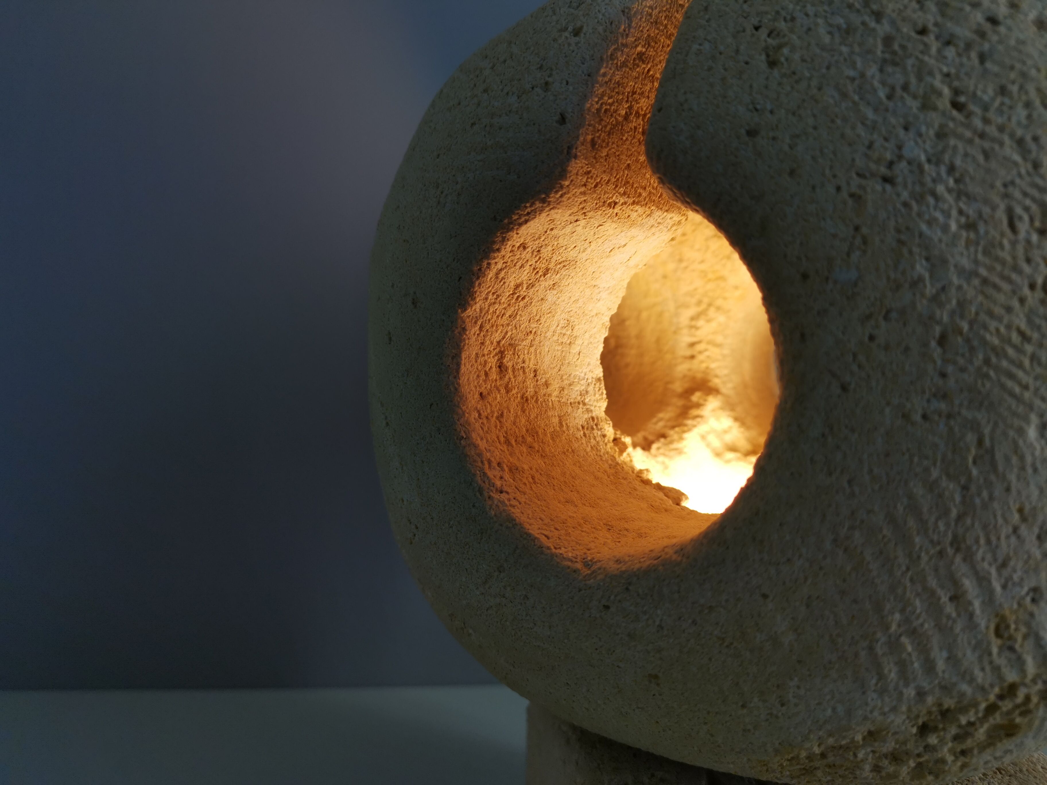 French white stone sculpture lamp, 60s