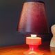 60s/70s lamp in red/orange lacquered wood