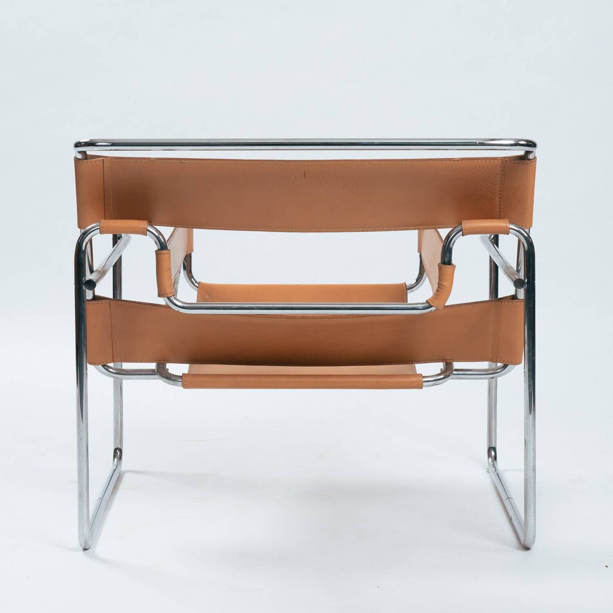 Wassily chair by Marcel Breuer, in brown leather, Italy, 1980s