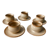 5 glazed stoneware shells, signed