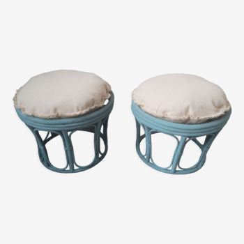 Paire de poufs en bambou rotin