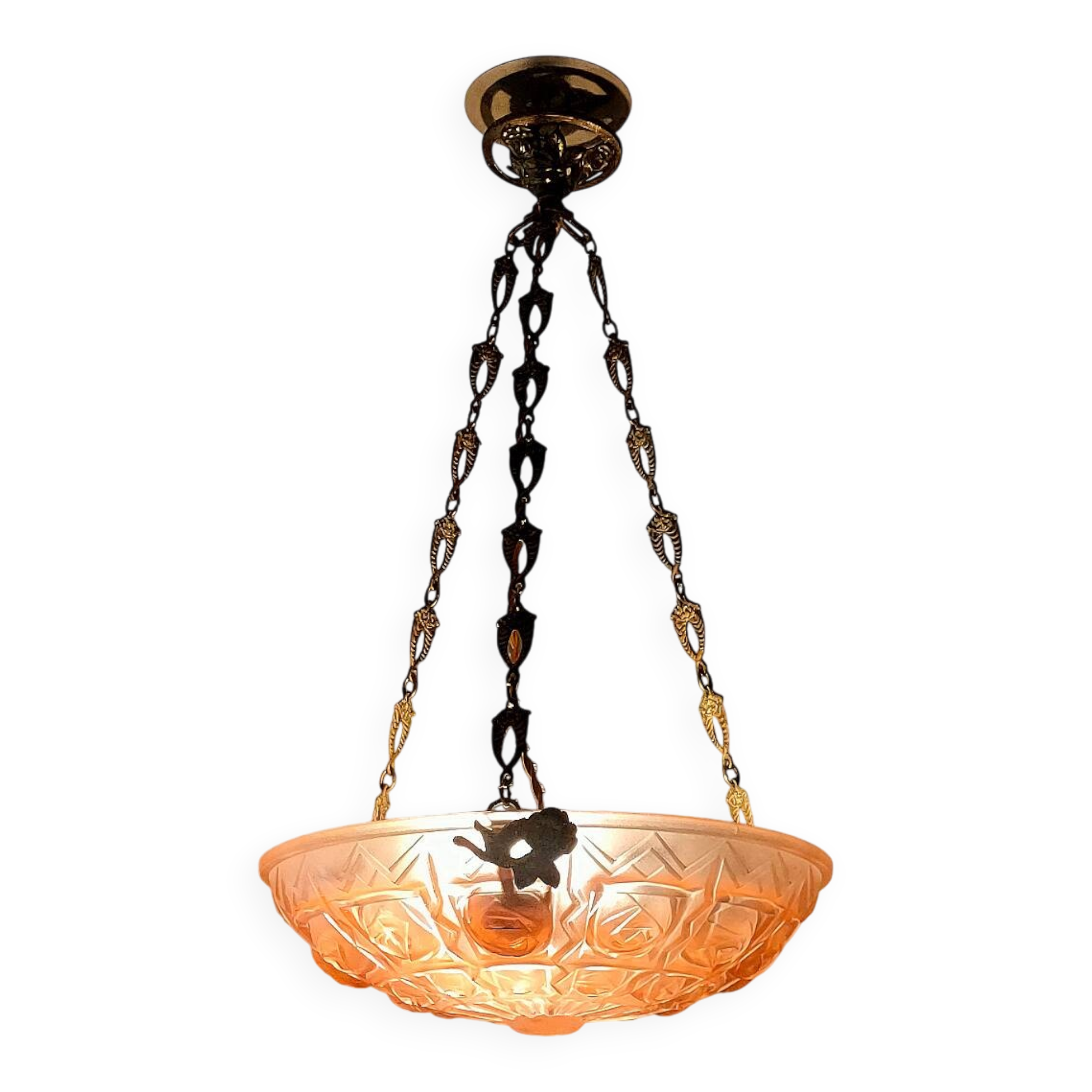 Art deco basin lamp 1925 noverdy france "registered design" and bronze mount