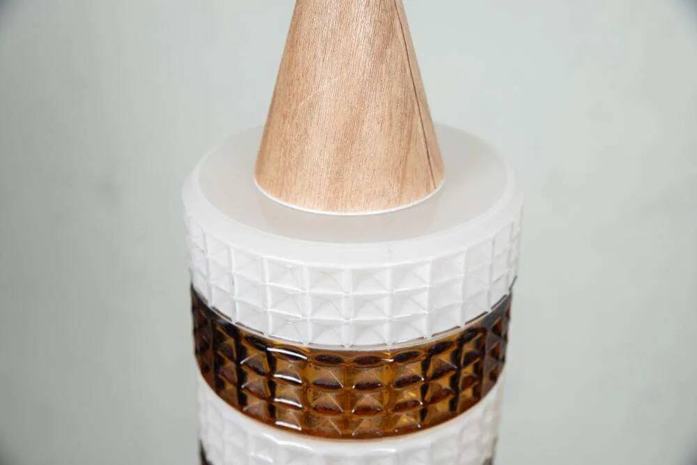 Vintage glass suspension, amber glass cylinder, pendant lamp.