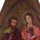 Peinture à la détrempe ancienne sur panneau avec des saints, 19ème siècle