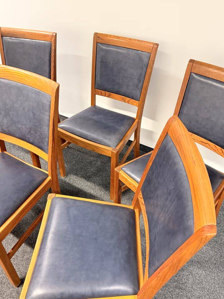 Vintage Set of 6 Solid Wood & Leather Chairs – FOLRM 75 by Andreas Hansen (Price is for 6)