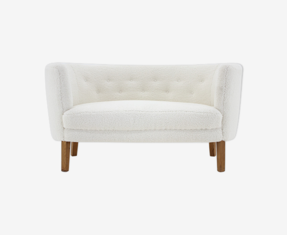 1960s 2-seater Sofa in Sheep Skin Fabric, Denmark