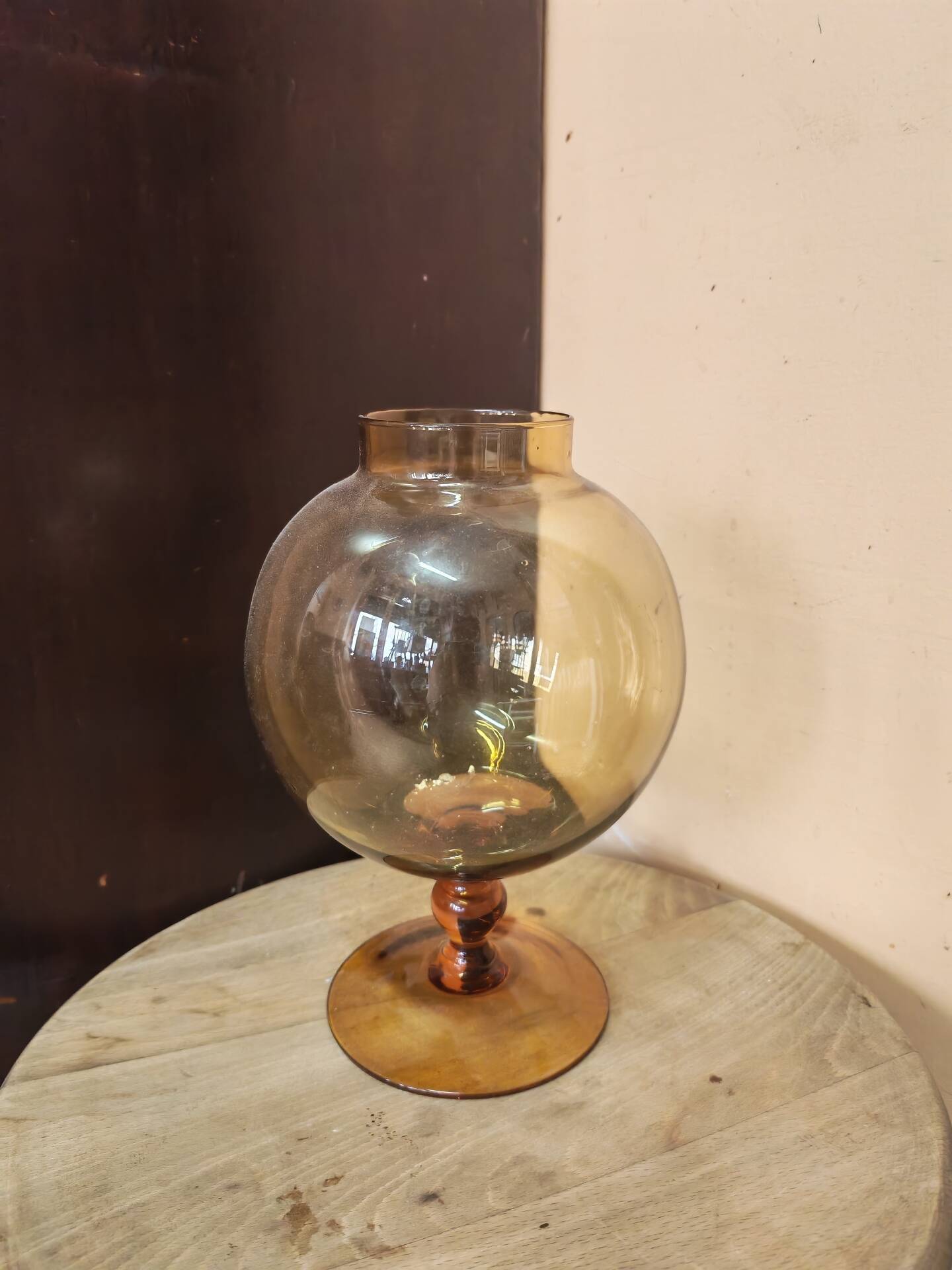 Balloon vase Empolie in blown amber glass Italy 1970