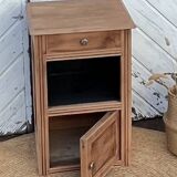 Antique bedside table in raw solid wood