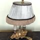 bronze bouillotte lamp with 2 lights and fabric shade