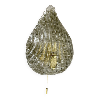 Vintage Murano gold Ice Glass Metal Wall Light by Kaiser Leuchten, Germany 1970s