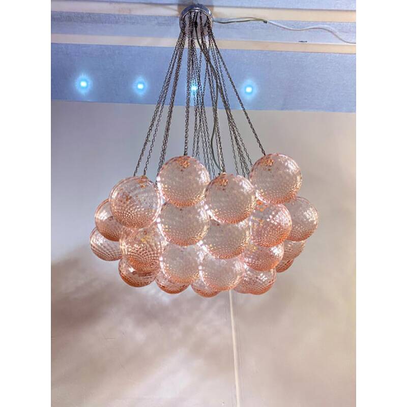 Contemporary Pink “Ballotton” Murano Glass Spheres Chandelier by SimoEng