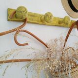 Coat rack - antique hook in patinated yellow wood