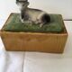 Rectangular butter dish with slip cow
