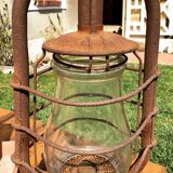 Lanterne ancienne en métal et verre