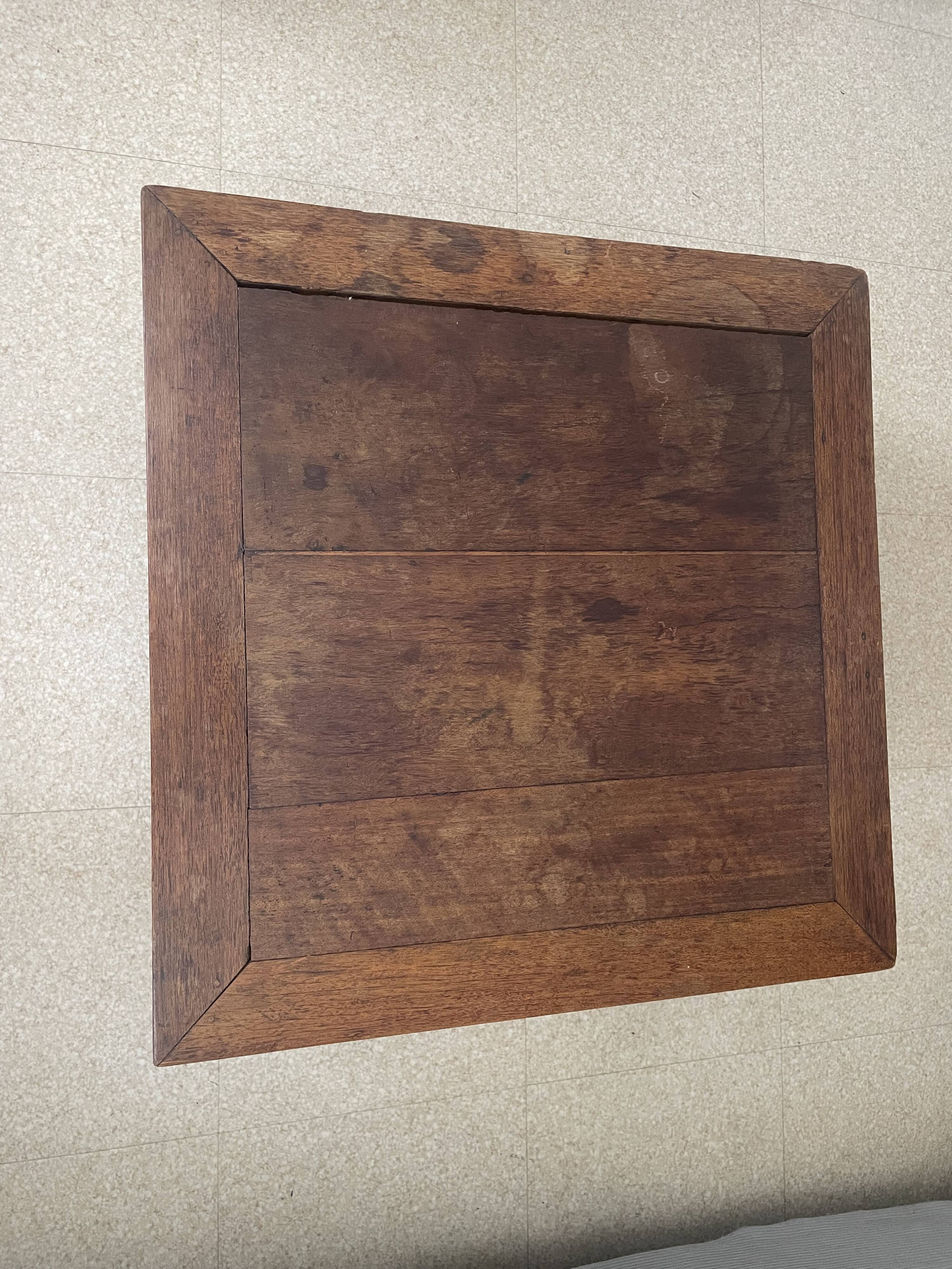 Ancient Chinese kang table – solid elm, horse hoof legs