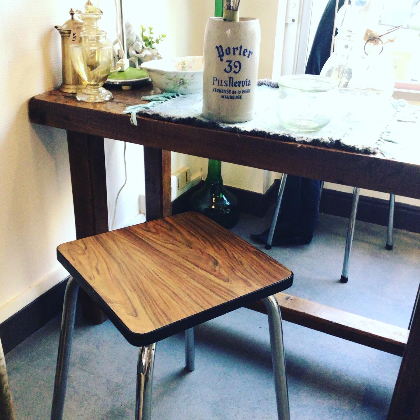 Metal and formica stool