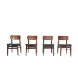 Ensemble de quatre chaises à manger en teck par Topform Pays-Bas des années 1960