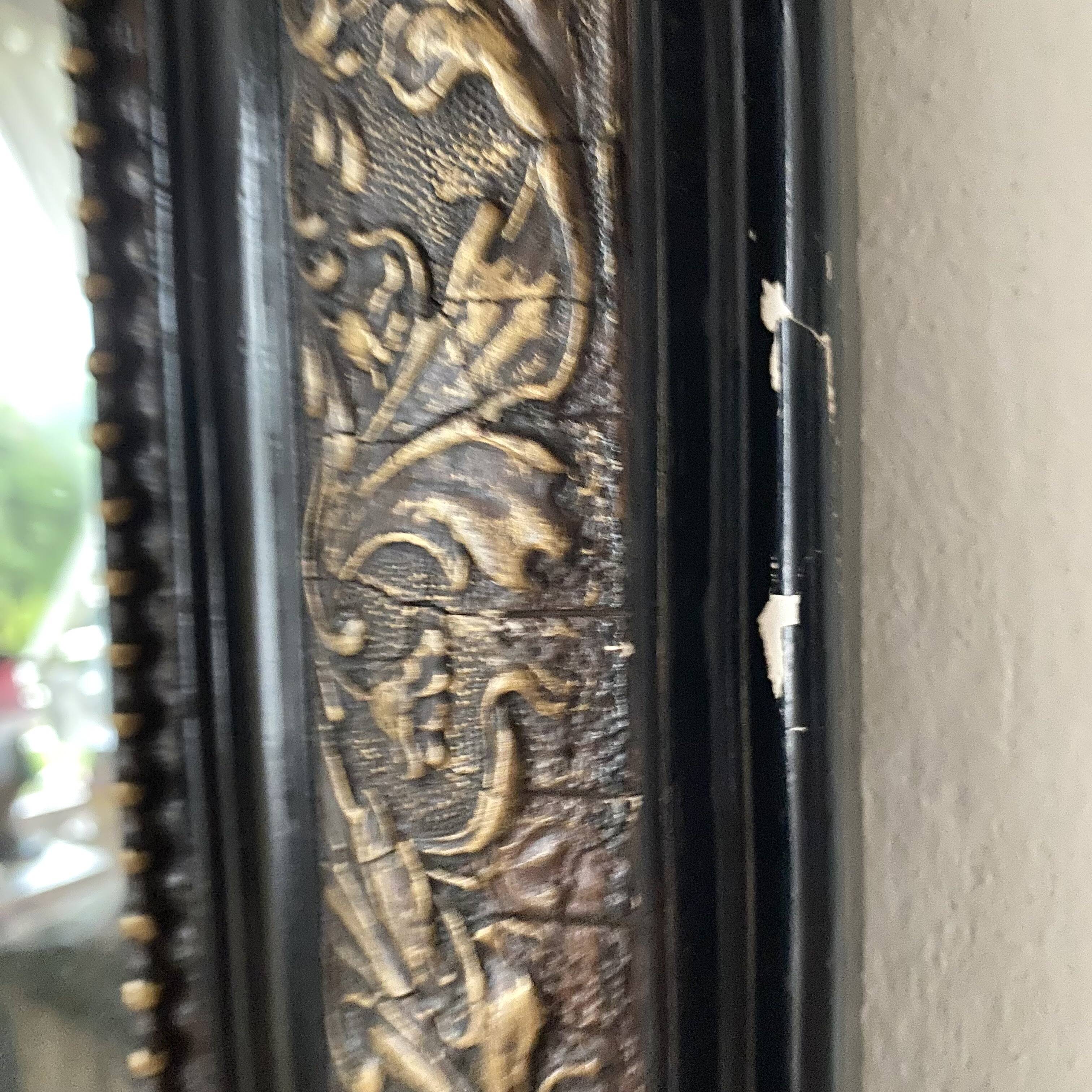 Antique Louis Philippe mirror in black and gold, 93X68cm