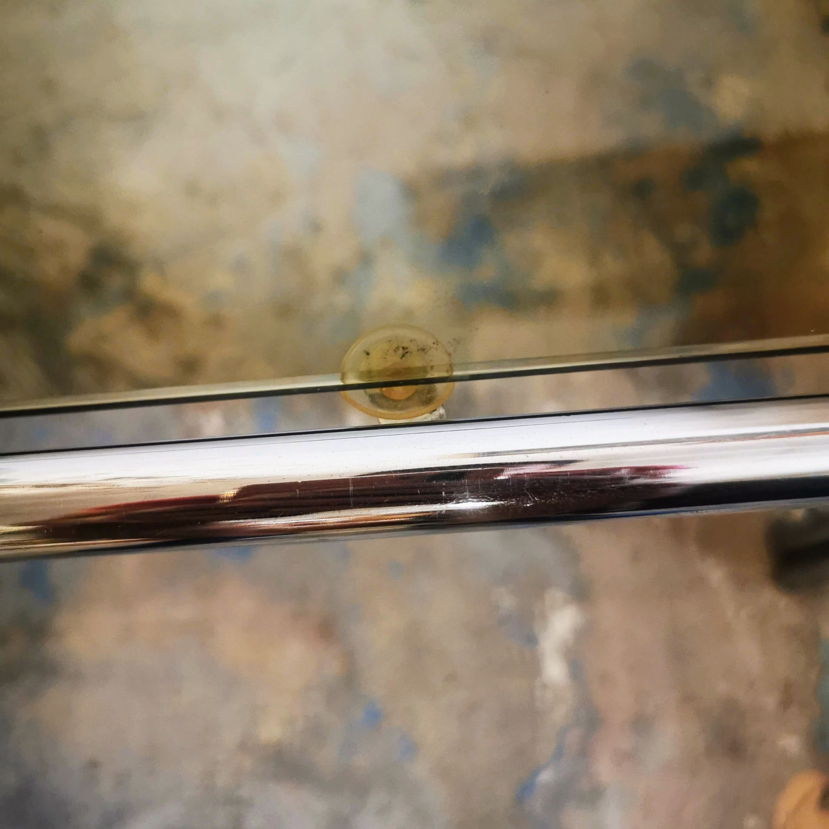 Vintage chrome metal coffee table and smoked glass tray, 70s