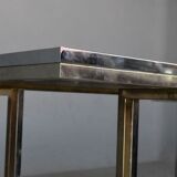 Vintage table 1970 chrome metal and glass