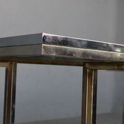 Vintage table 1970 chrome metal and glass